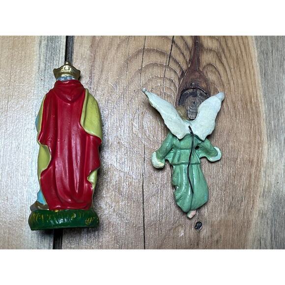 9 Vintage Paper Mache Nativity Scene Figurines. Holy Family. Animals. Angels. - Picture 8 of 11